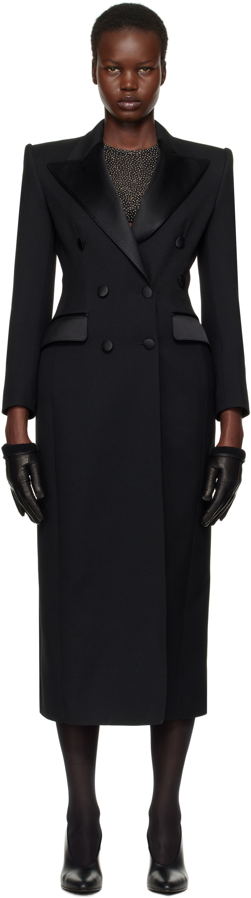 Trenchcoat Dolce & Gabbana Dolce&Gabbana Double-Breasted Tuxedo Coat Svart | F0W2FT FU272