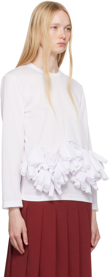T-shirt Comme des Garçons Comme des Garçons Ruffle Detail Long Sleeve T-Shirt Vit | RO-T002-S25, 1