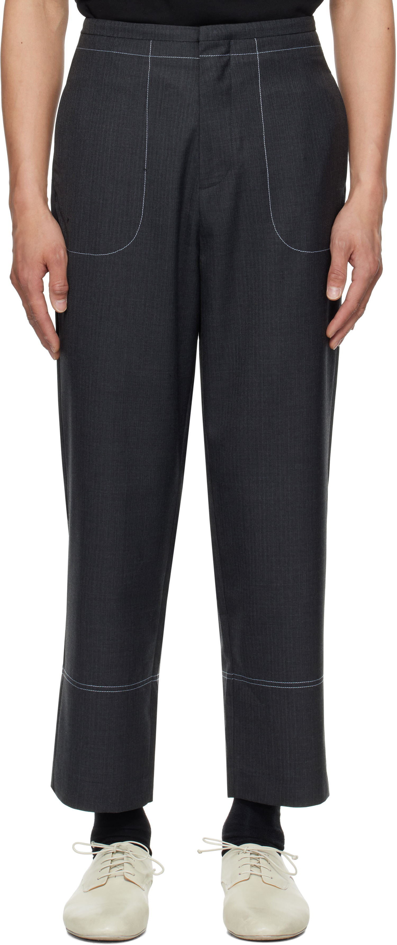 Byxor ADER ERROR ADER error Product. 81 Pinstripe Cropped Trousers Grå | BO01SSSA0204GR, 0