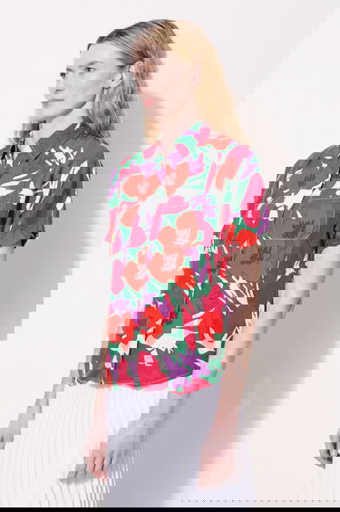 Skjorta A.P.C. Regular-Fit Floral-Print Linen-Blend Shirt Röd | VIAJQ.F12504, 4