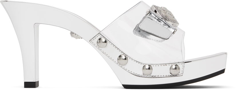 Skovård Versace Versace Medusa Buckle Transparent Heeled Sandals Metallisk | 1014369_1A10007_2T08P