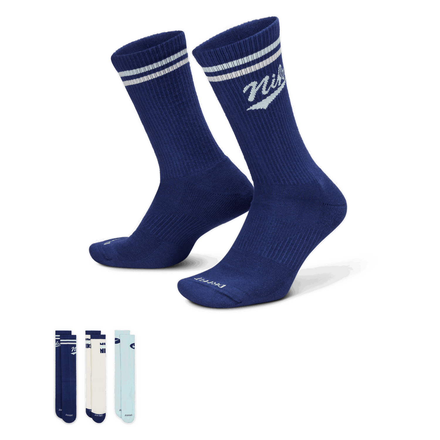 Strumpor Nike Everyday Plus Mid-Calf Socks (3 Pairs) Blå | HJ9336-902, 1