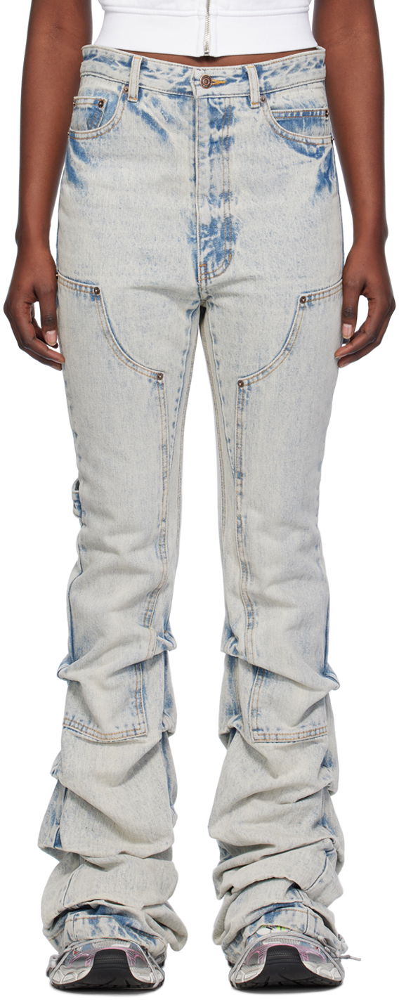Jeans We11done We11done Wrinkled Denim Jeans Blå | WD-DP0-24-338-W-IC