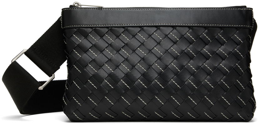 Axelväska Bottega Veneta Convertible Intrecciato Leather Pouch Svart | 755933V3KI2