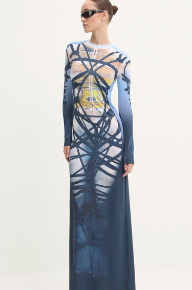 Klä Y/PROJECT Bondage Print Maxi Dress Blå | 104DR006, 1