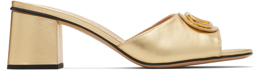 Sneakers och skor Valentino Valentino Garavani VLogo Signature Heeled Slide Sandals Metallisk | 7W2S0MH7KDR