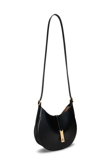 Handväska Polo by Ralph Lauren Leather Hobo Bag Svart | 428944017, 2