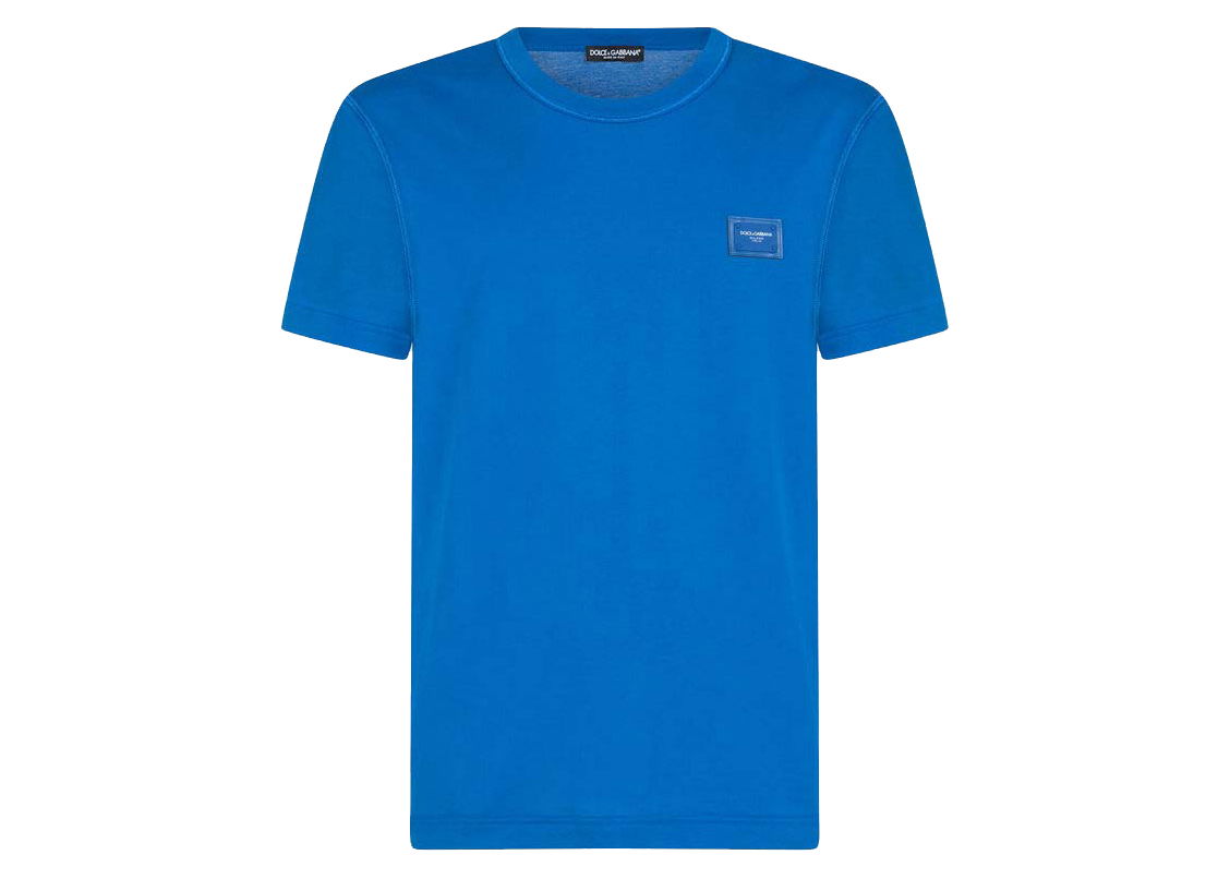 T-shirt Dolce & Gabbana Cotton Logoed Plaque T-shirt Turquois Blå | G8KJ9TFU7EQB0322, 0