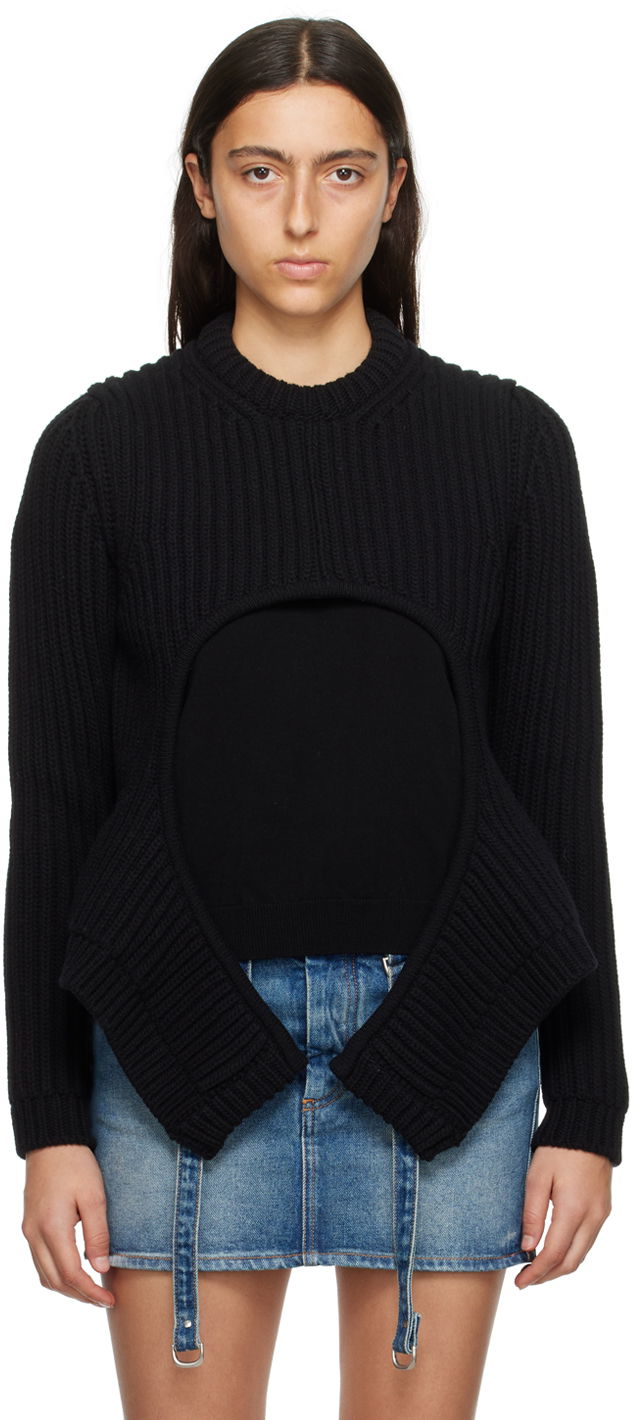Sweater Off-White Black Meteor Cut Out Sweater Svart | OWHE099F23KNI0011000