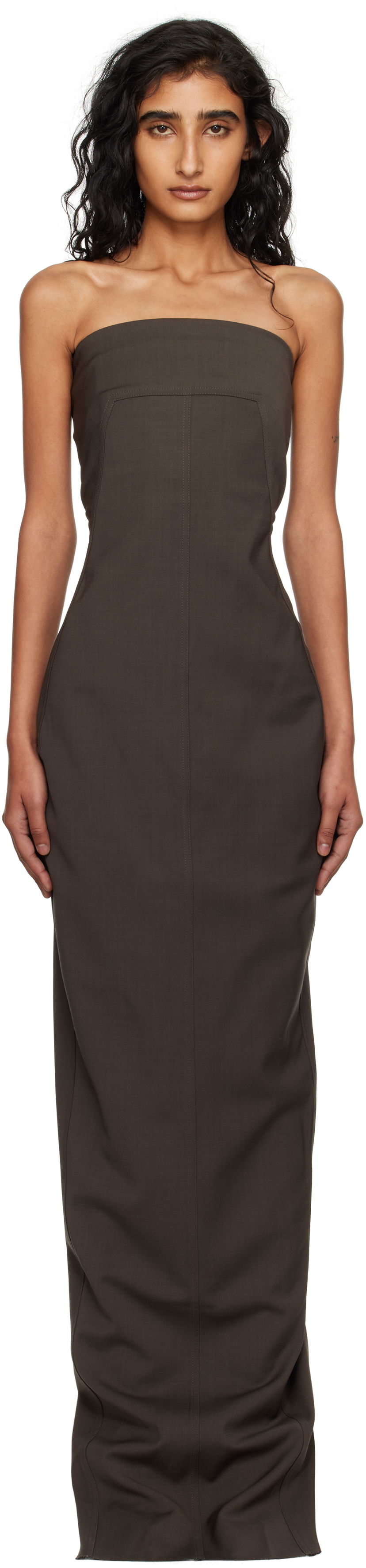 Klä Rick Owens Rick Owens Concordians Bustier Maxi Dress Brun | RP02E4524 WST