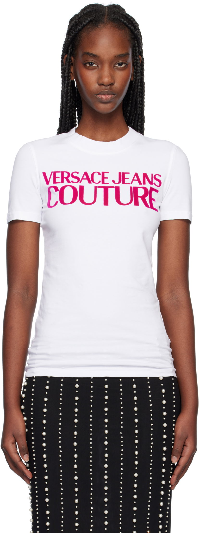 T-shirt Versace Institutional Logo T-Shirt Vit | E77HAHL01_ECJ02L