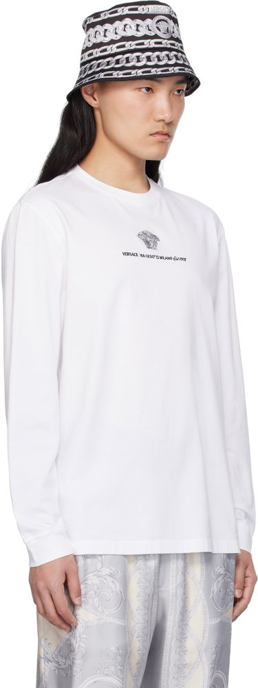 T-shirt Versace Versace Medusa Embroidered Long Sleeve T-Shirt Vit | 1013947_1A11054, 1