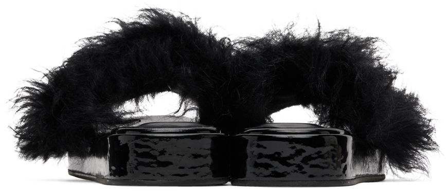 Tillbehör BY FAR BY FAR Shana Furry Slides Svart | 22FWSAHSBLTOS, 1