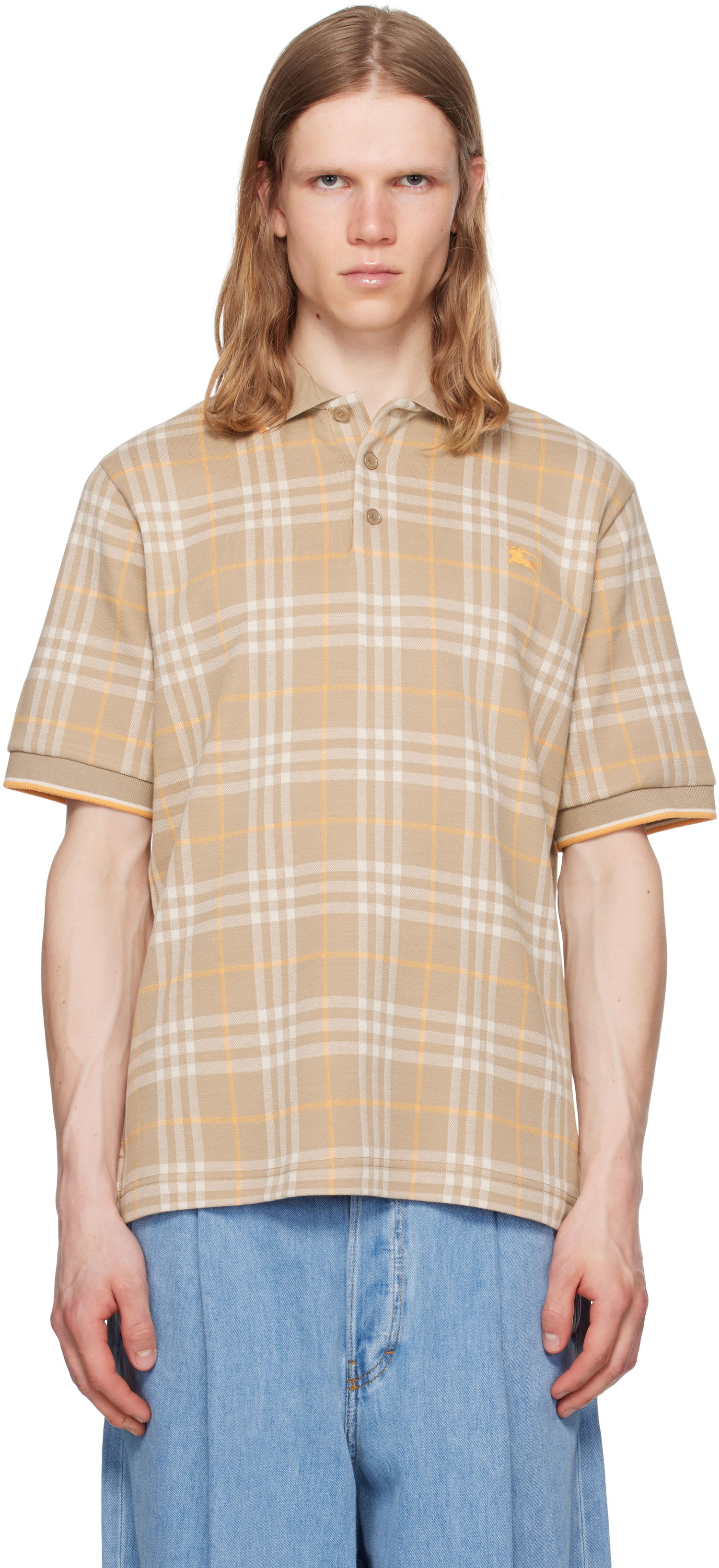 Polotröja Burberry Burberry Check Cotton Polo Beige | 8110102, 0