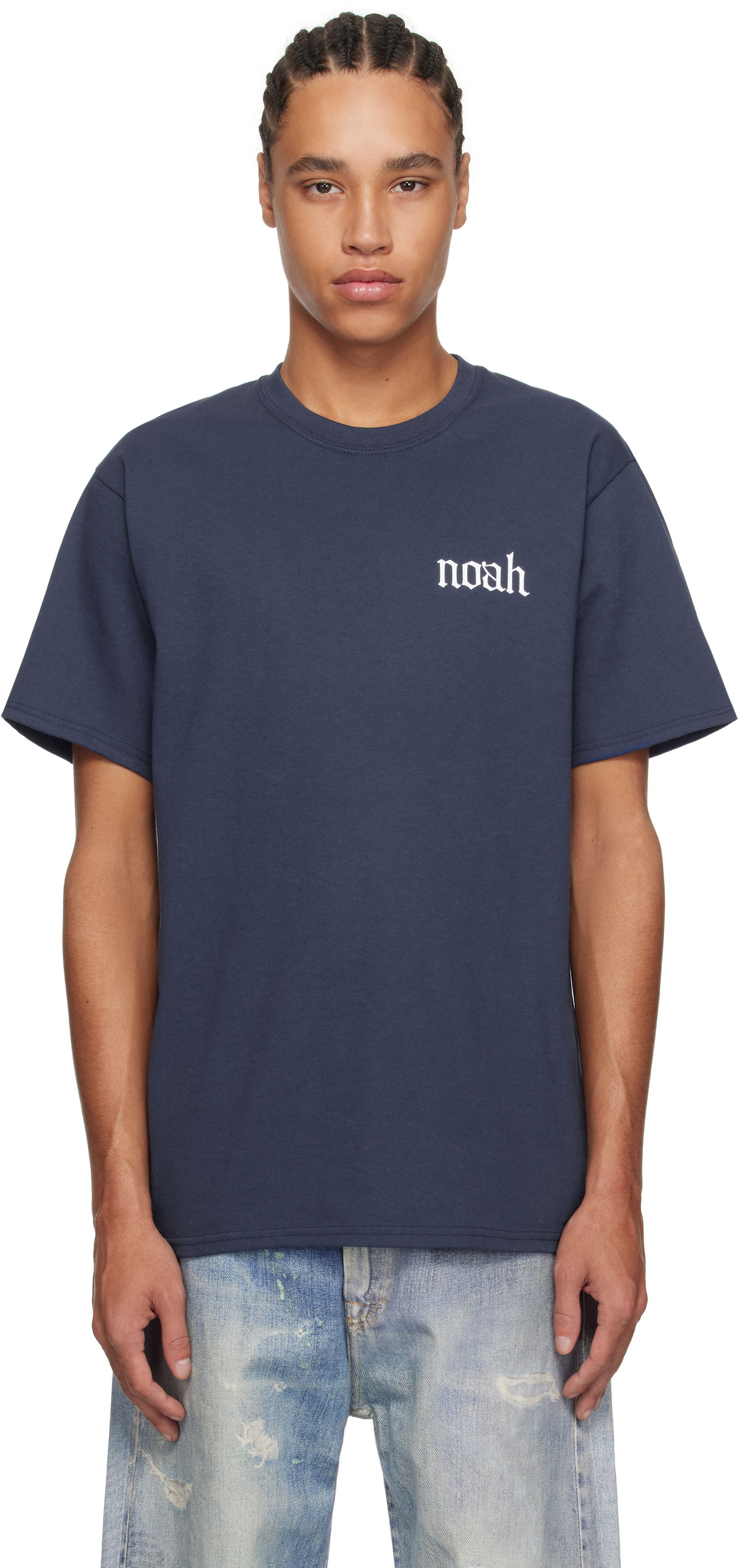 T-shirt Noah Noah Gothic 'N' T-Shirt Mörkblå | T260SS25NVY, 0