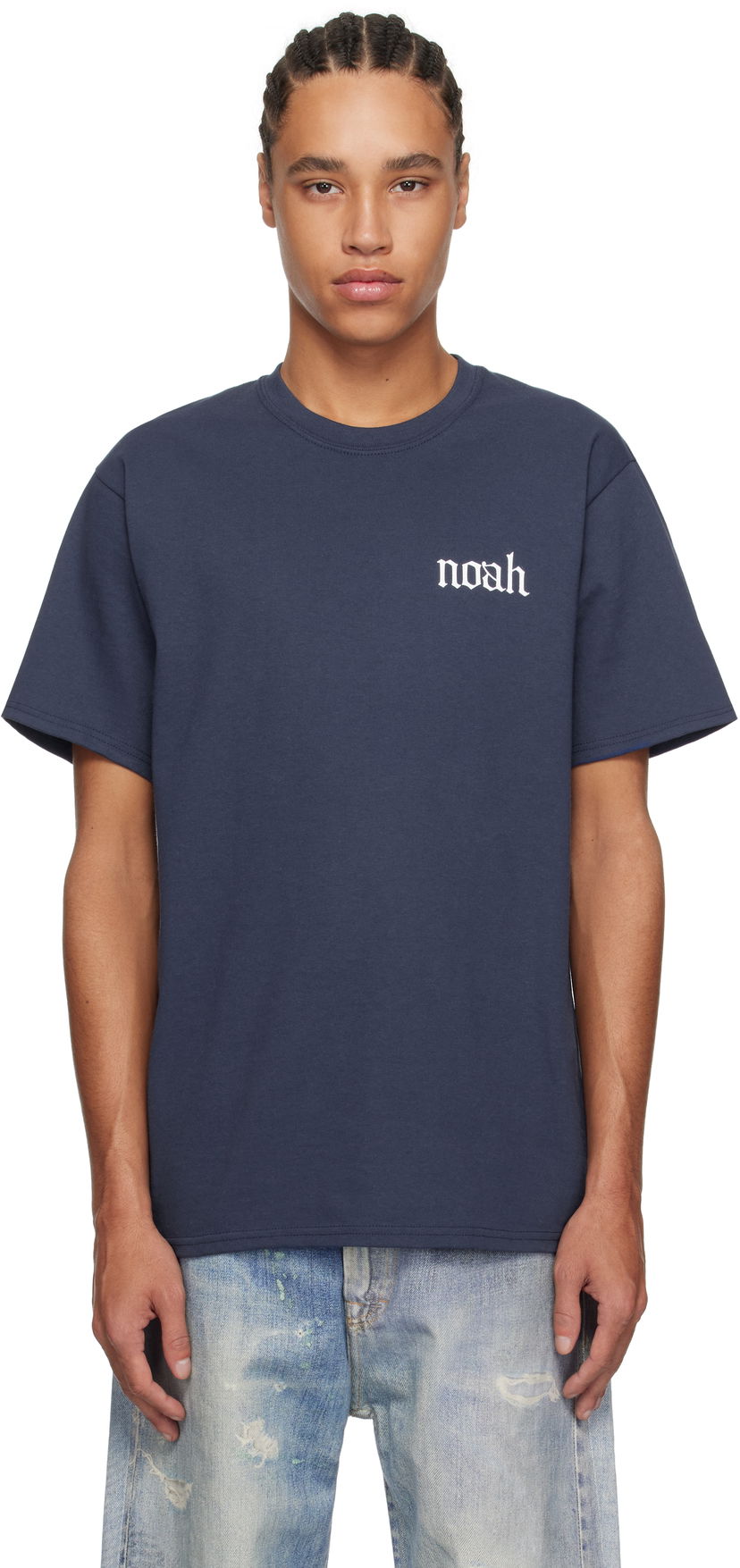 T-shirt Noah Noah Gothic 'N' T-Shirt Mörkblå | T260SS25NVY