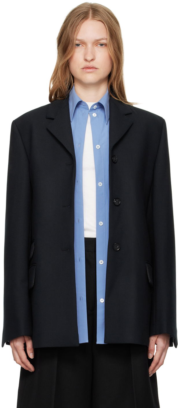 Jacka TOTEME TOTEME Straight Single-Breasted Blazer Svart | 244-WRZ0045-FB0061