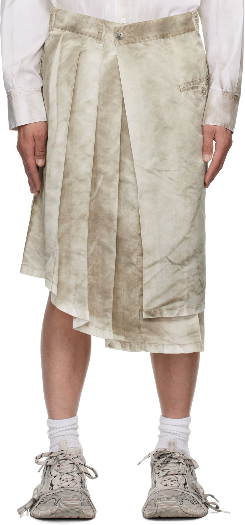 Kjol Feng Chen Wang Feng Chen Wang Sandwashed Nylon Asymmetrical Skirt Beige | FUS19SK02