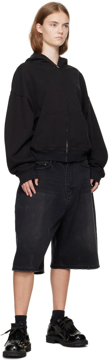 Sweatshirt We11done We11done Cropped Zip-Up Hoodie Svart | WD-TJ2-24-853-U-BK, 3