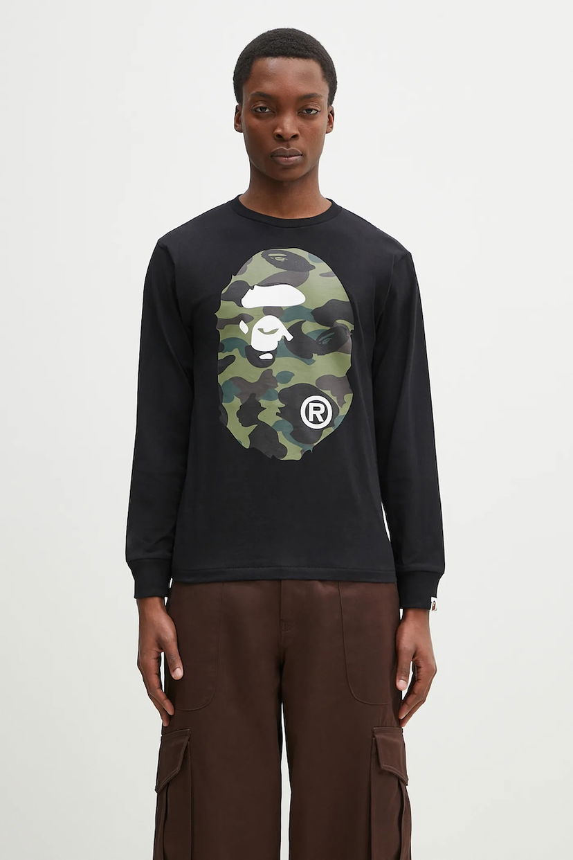 T-shirt BAPE A Bathing Ape 1St Camo Big Ape Head Long Sleeve T-Shirt Svart | 1K80111018