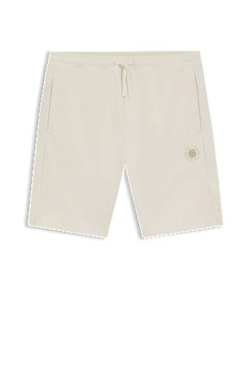 Shorts BOSS Double B Monogram Cotton-Blend Shorts Beige | 50551557, 0