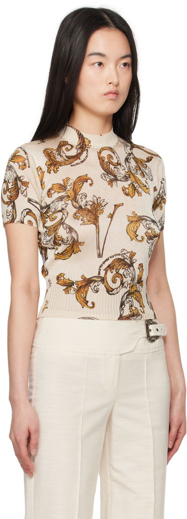 T-shirt Versace Versace Jeans Couture Barocco Lurex Knit Top Svart | E78HAFM07_ECMN45, 4