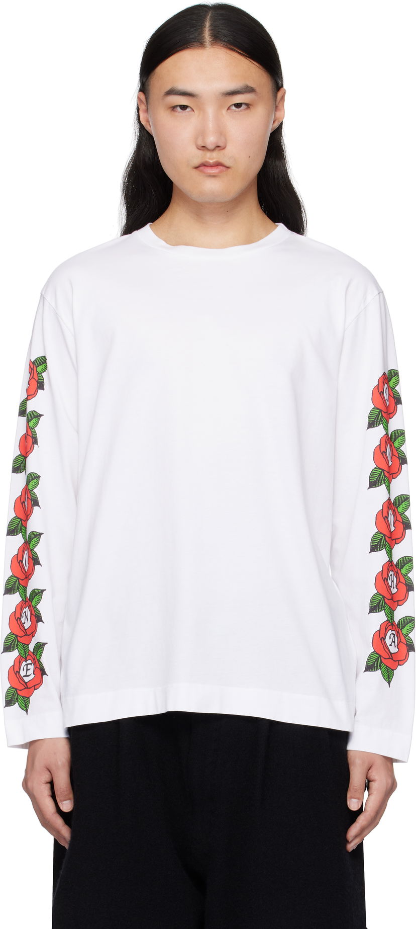 T-shirt Simone Rocha Simone Rocha Cluster Rose Logo Print T-shirt Vit | 5194P33P34-M 0569