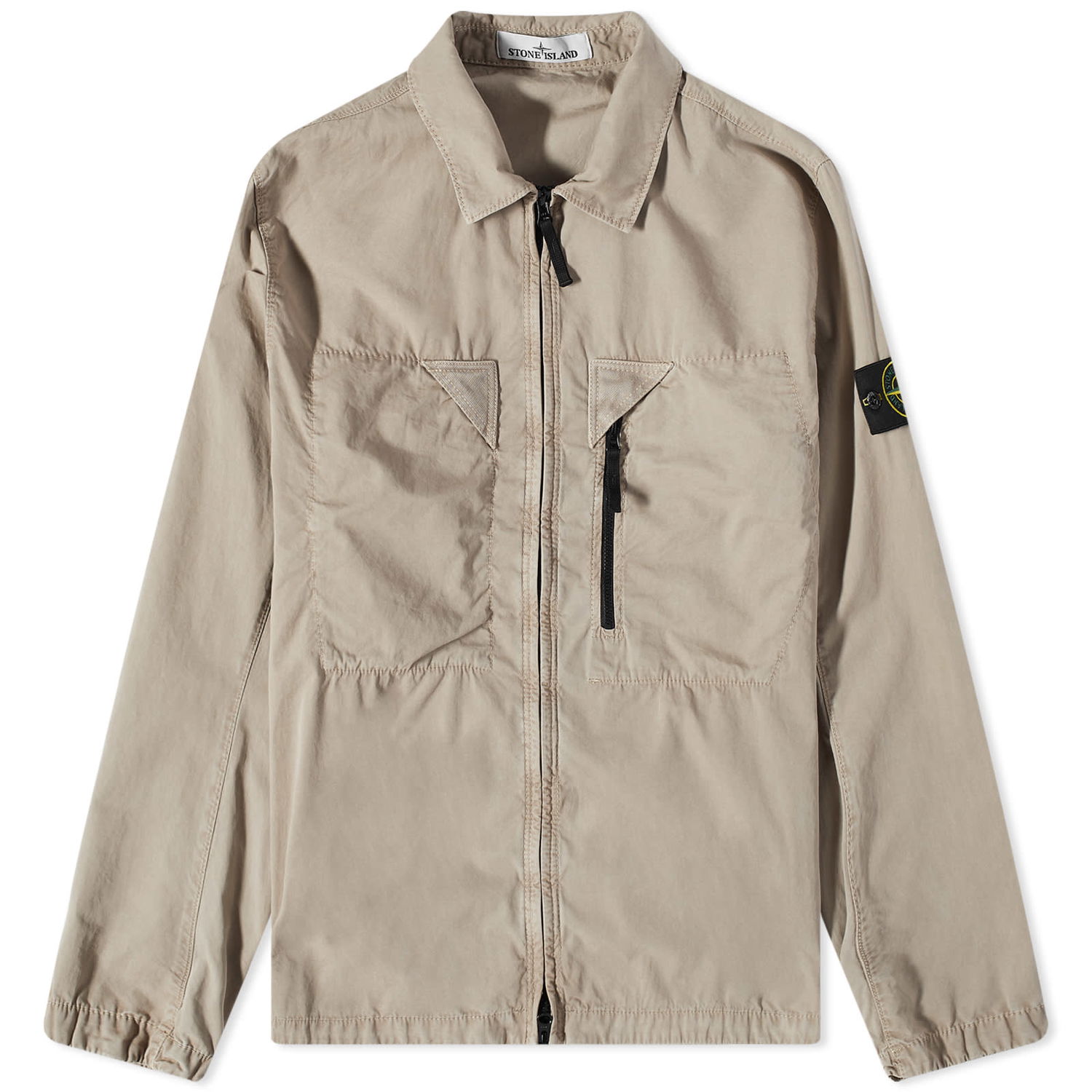 Jacka Stone Island Brushed Cotton Canvas Zip Shirt Jacket Grå | 7815106WN-V0192, 0