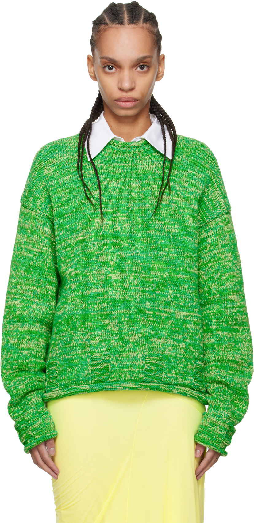 Sweater JW Anderson JW Anderson Space Dye Crewneck Sweater Grön | KW1407-YN0409