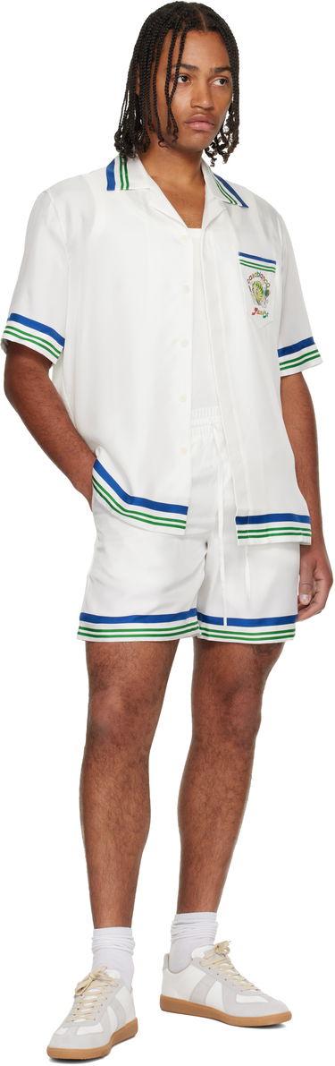 Shorts Casablanca Tennis Club Icon Silk Twill Shorts Vit | M-AW25-TR-012-01, 3