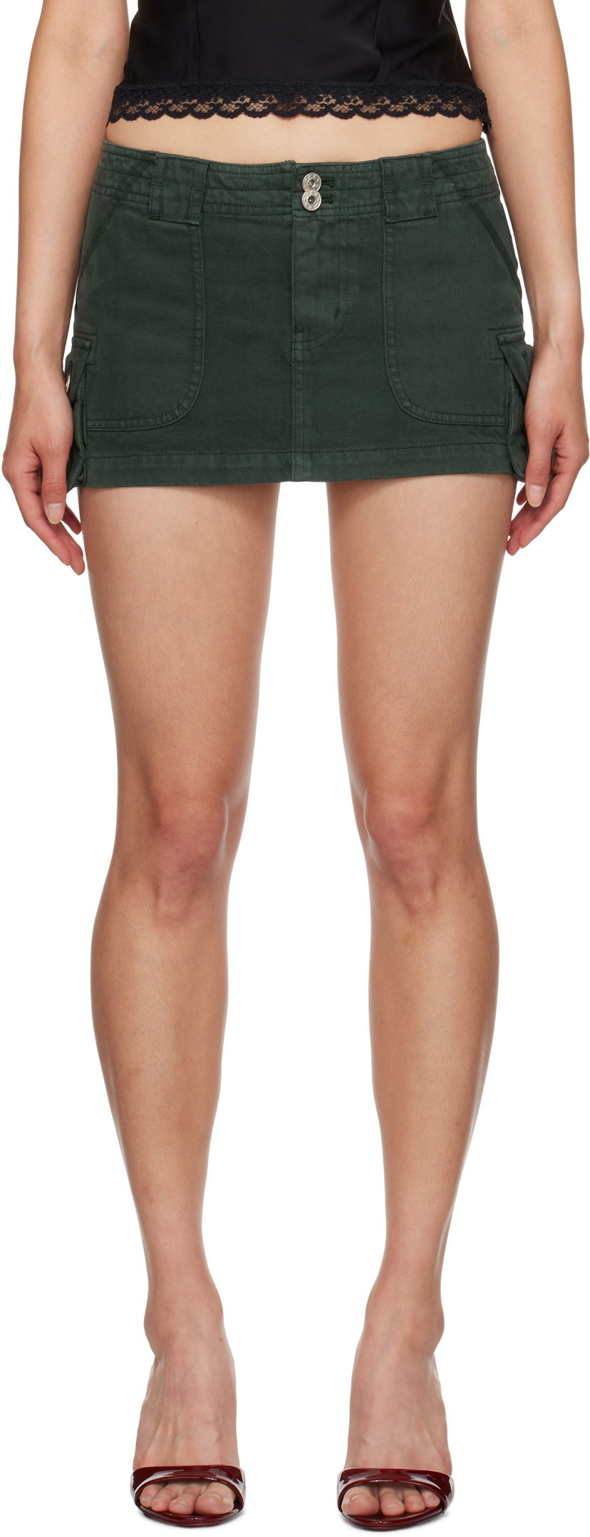 Kjol GUIZIO Guizio Anais Cargo Miniskirt Grön | F24312W100