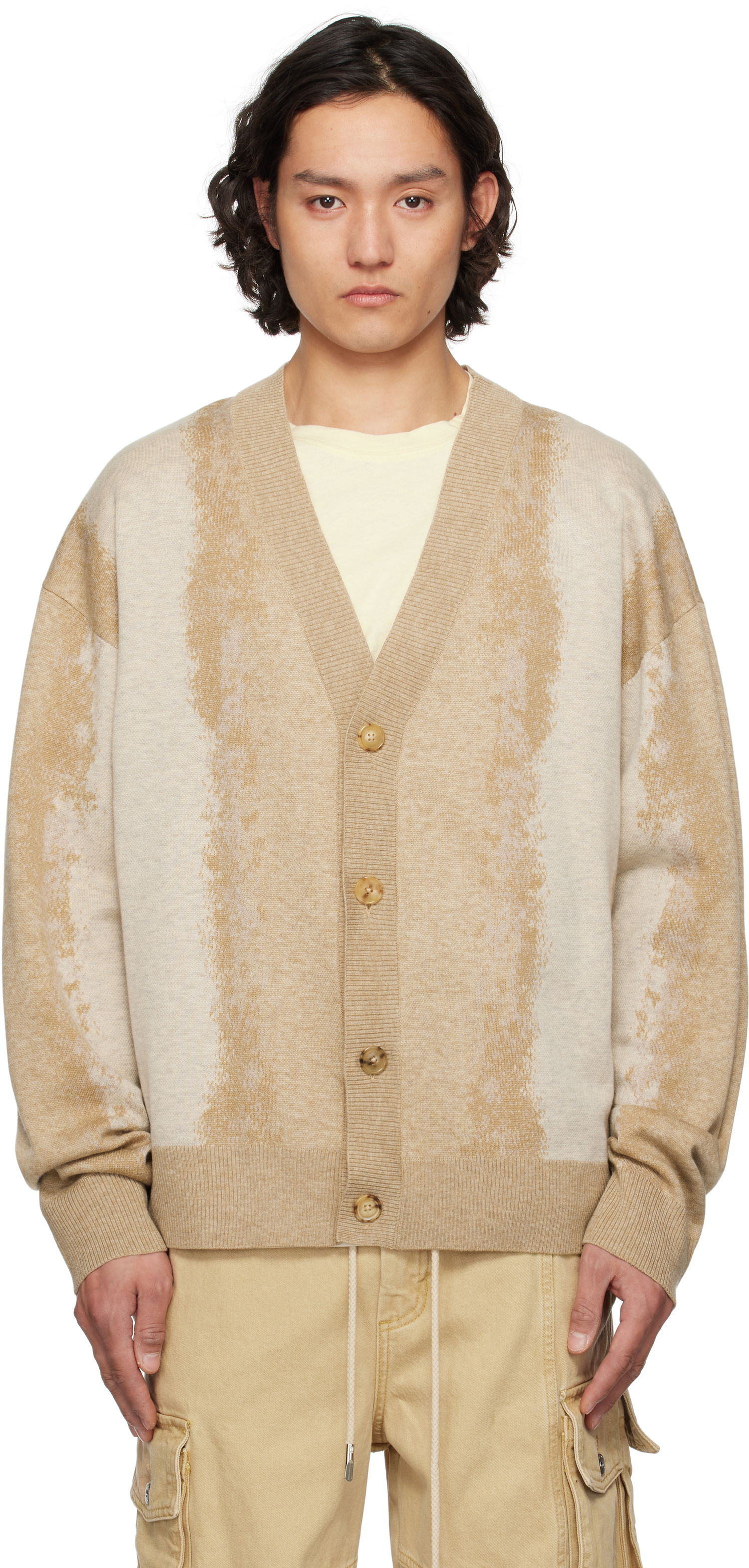 Sweater Feng Chen Wang Feng Chen Wang Gradient Jacquard Cardigan Beige | FUS19KT08K, 0