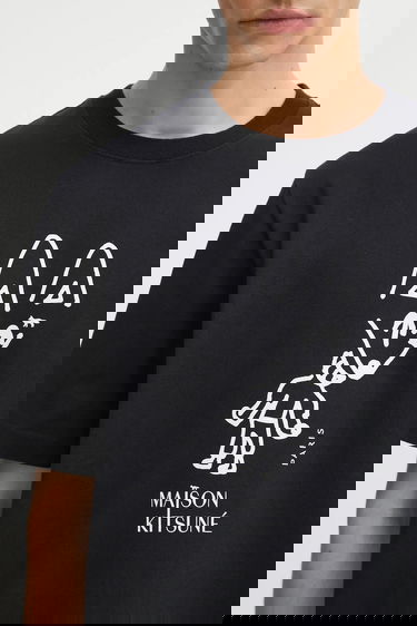 T-shirt MAISON KITSUNÉ Party Fox Comfort Graphic T-Shirt Svart | PM00116KJ7025, 3