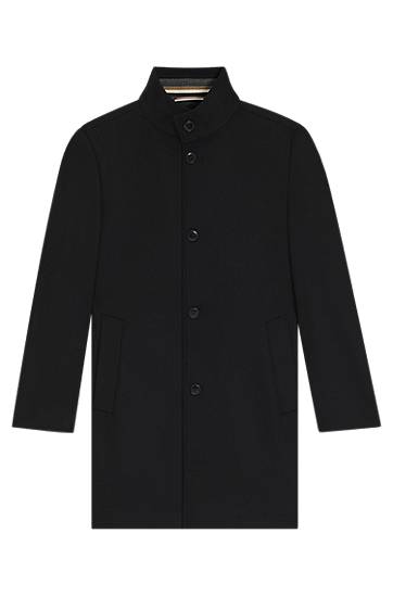 Rockar BOSS Slim-fit Stand-collar Coat in Wool and Cashmere Svart | 50551078, 0