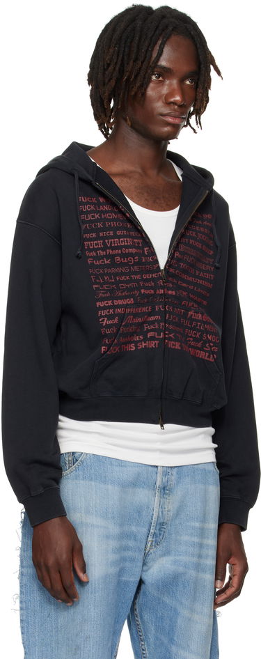 Sweatshirt VETEMENTS VETEMENTS 'Fuck' Fitted Zip-Up Hoodie Svart | UH76ZU660B, 1