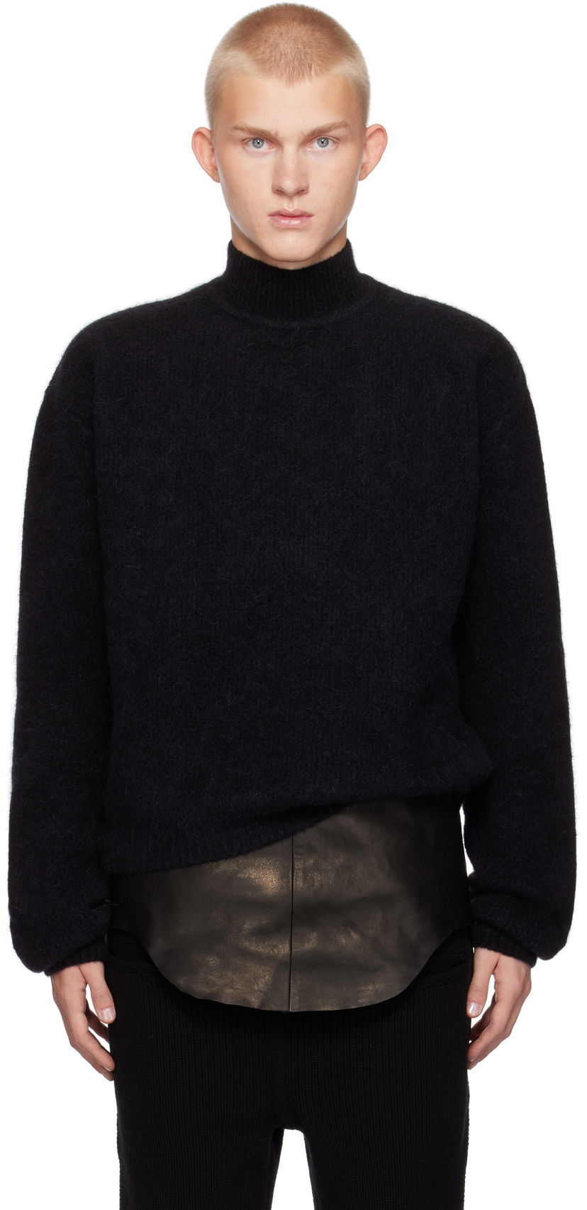 Sweater Rick Owens Alpaca Knit Turtleneck Sweater Svart | RR02D6645 KWP