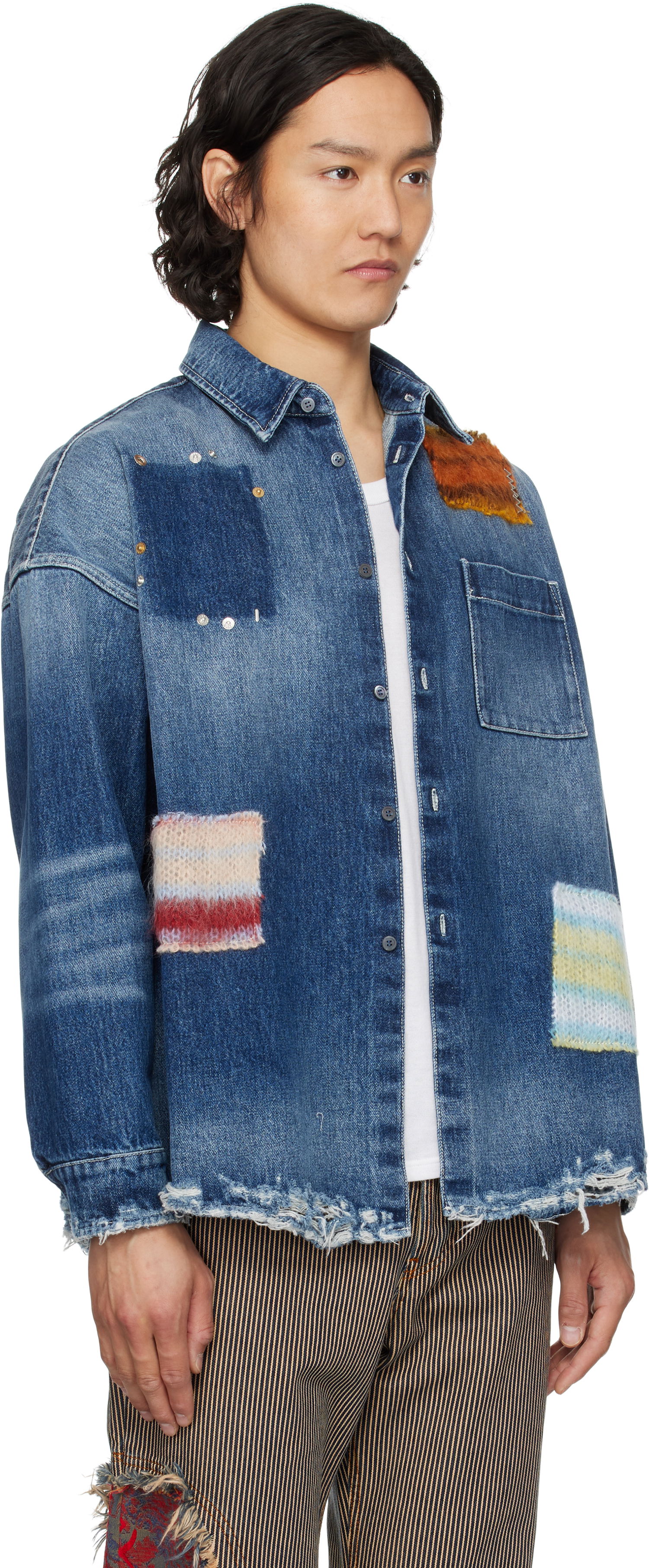 Skjorta Marni Marni Patched Denim Shirt Blå | CUJU0061LX USCX01, 1