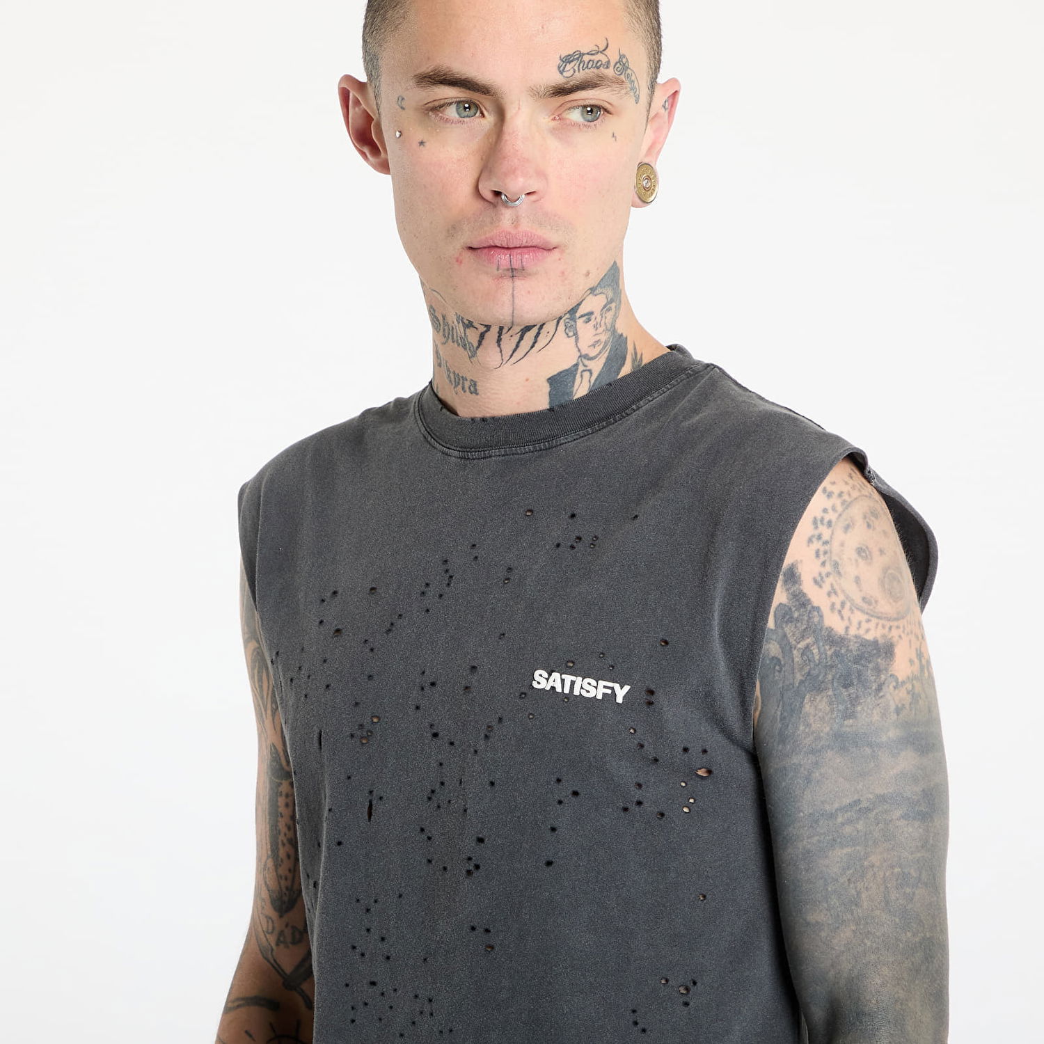 Linne Satisfy Satisfy MothTech Distressed Muscle Tee Grå | 11005-AB-SAB, 1