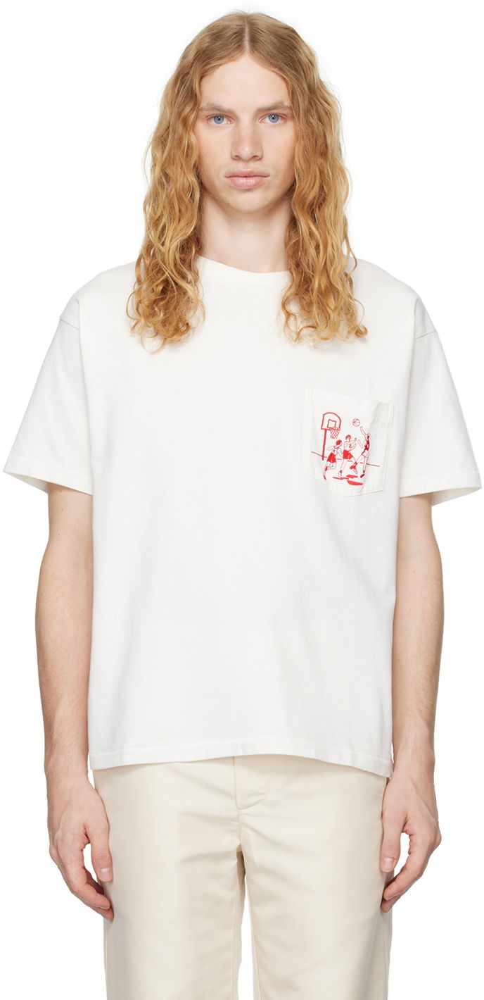 T-shirt Bode Embroidered Hoop T-shirt Vit | MRF24CS049