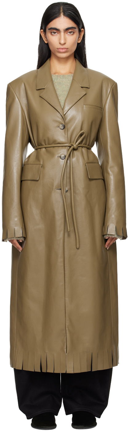 Rockar Nanushka Taupe Nikoline Vegan Leather Coat Beige | NW24PFSG26865