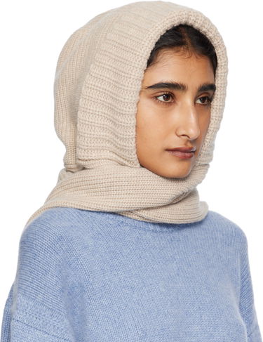 Halsduk Yves Salomon Yves Salomon Knit Hooded Scarf Beige | 26W25WAA506XXMACL, 1