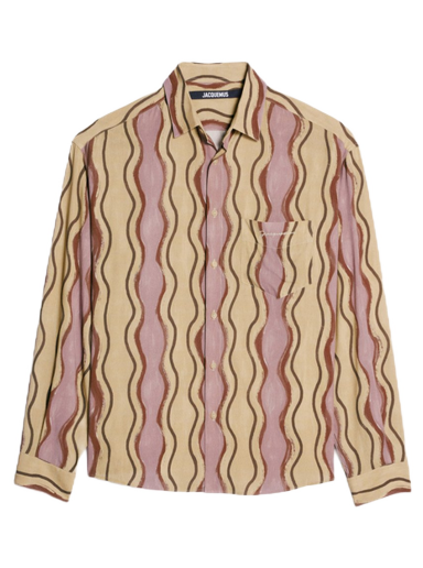 Skjorta Jacquemus La Chemise Simon Desert Waves Print Stripe Brun | 216SH001-1002-8CC