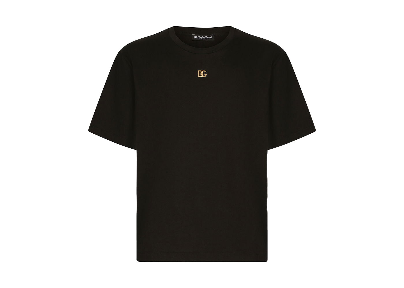 T-shirt Dolce & Gabbana Metallic DG Logo Cotton T-Shirt Black/Gold Svart | G8NC5ZG7A0WN0000, 0