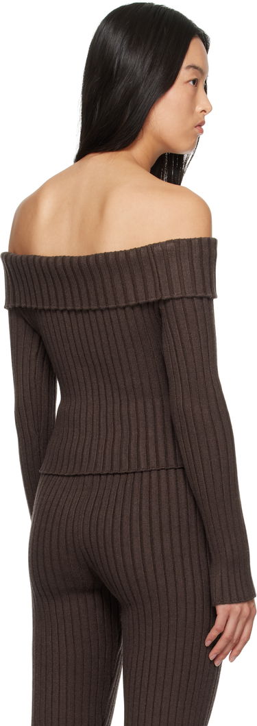 Sweater GUIZIO Guizio Thalia Off Shoulder Ribbed Knit Sweater Brun | F24108S045, 2