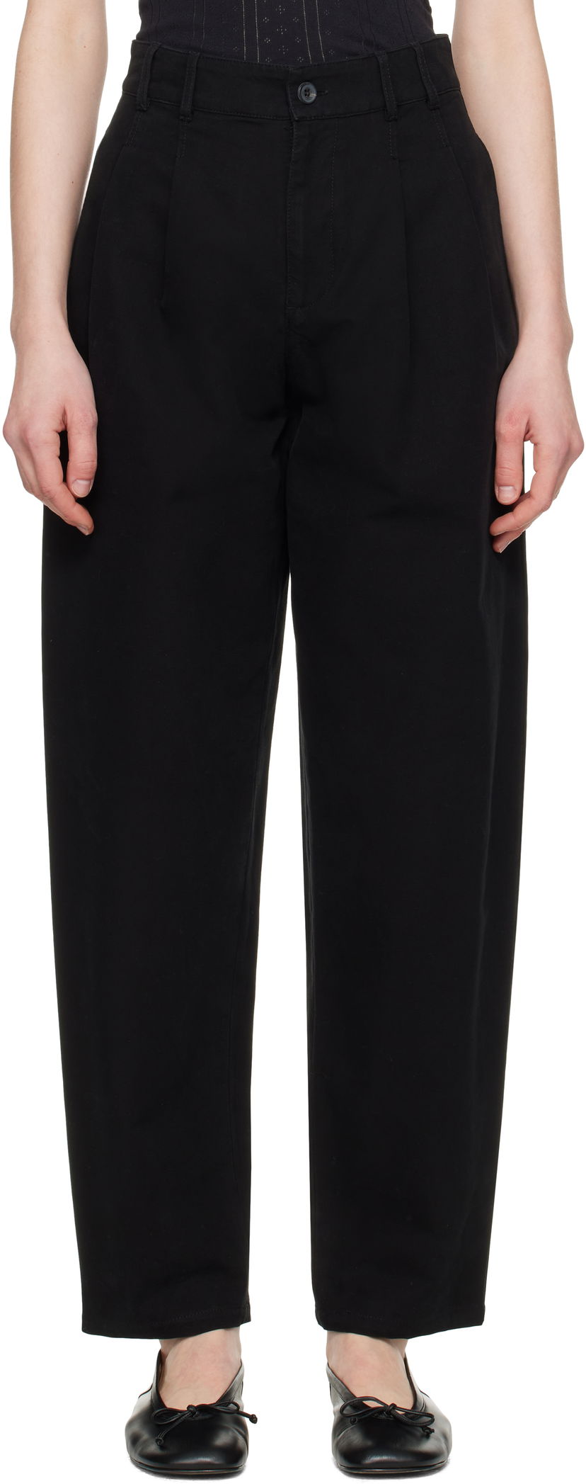 Byxor A.P.C. A.P.C. Willow Pleated Carrot Fit Trousers Svart | COGBJ-F08486