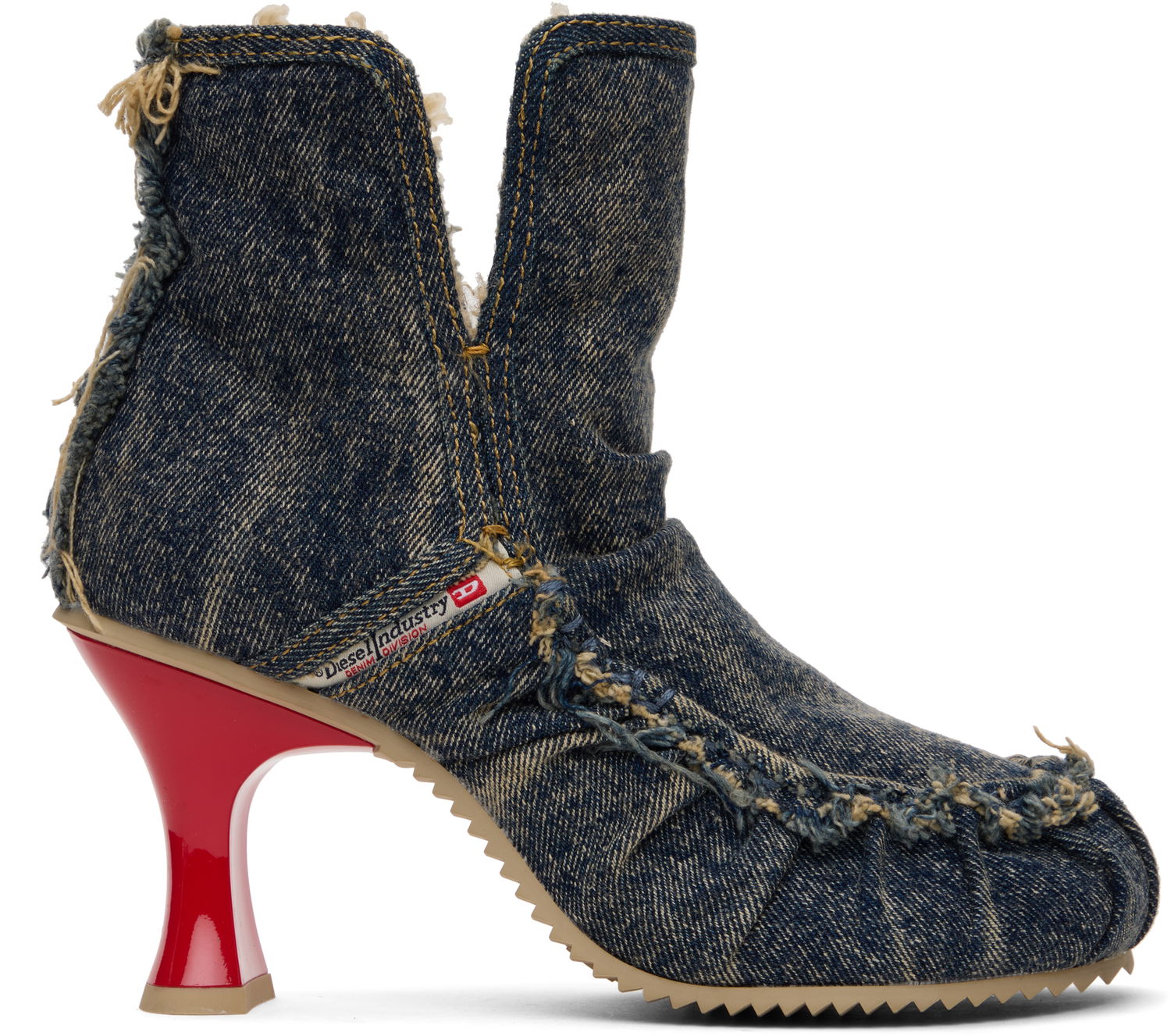 Sneakers och skor Diesel D-Woodstock Ab Distressed Denim Flared Heel Ankle Boots Flerfärgad | Y03696 P1848, 0