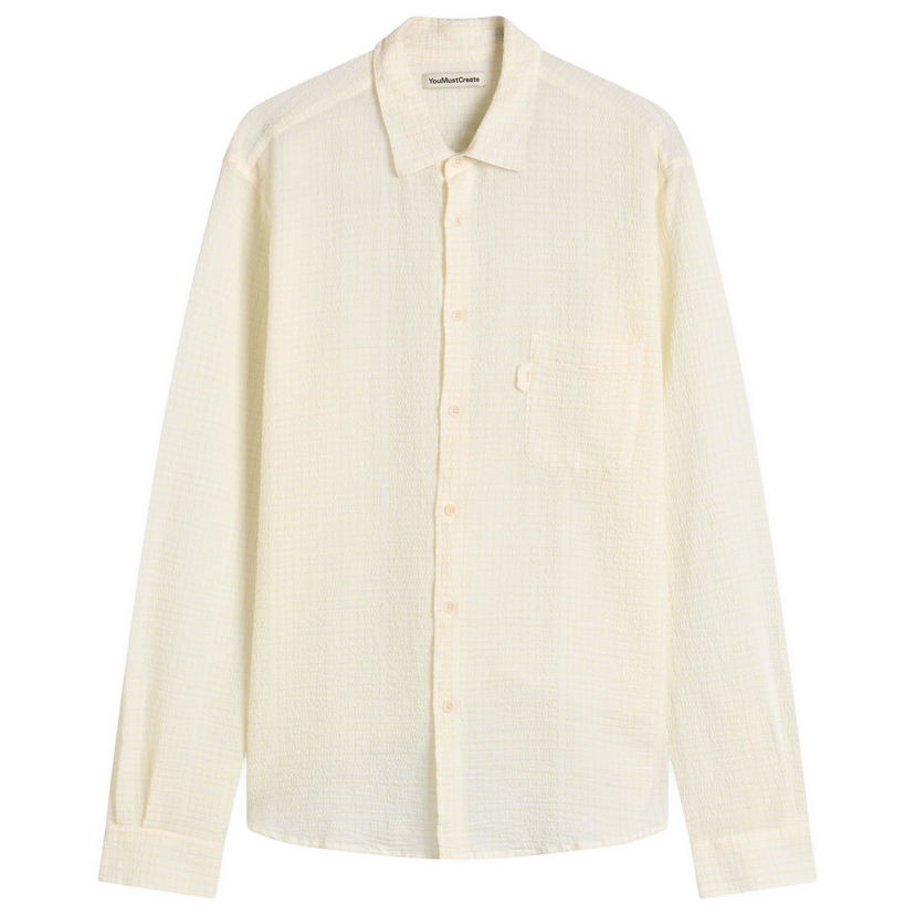 Skjorta YMC Curtis Seersucker Stripe Shirt, Size Large Gul | P2YMI-10