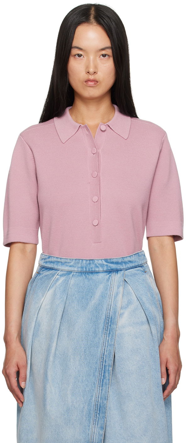Polotröja Dries Van Noten Merino Wool Polo Rosa | 242-011207-9700