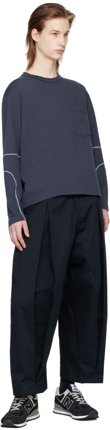 Byxor sage NATION SAGE NATION Box Pleat Trousers Mörkblå | S011, 3