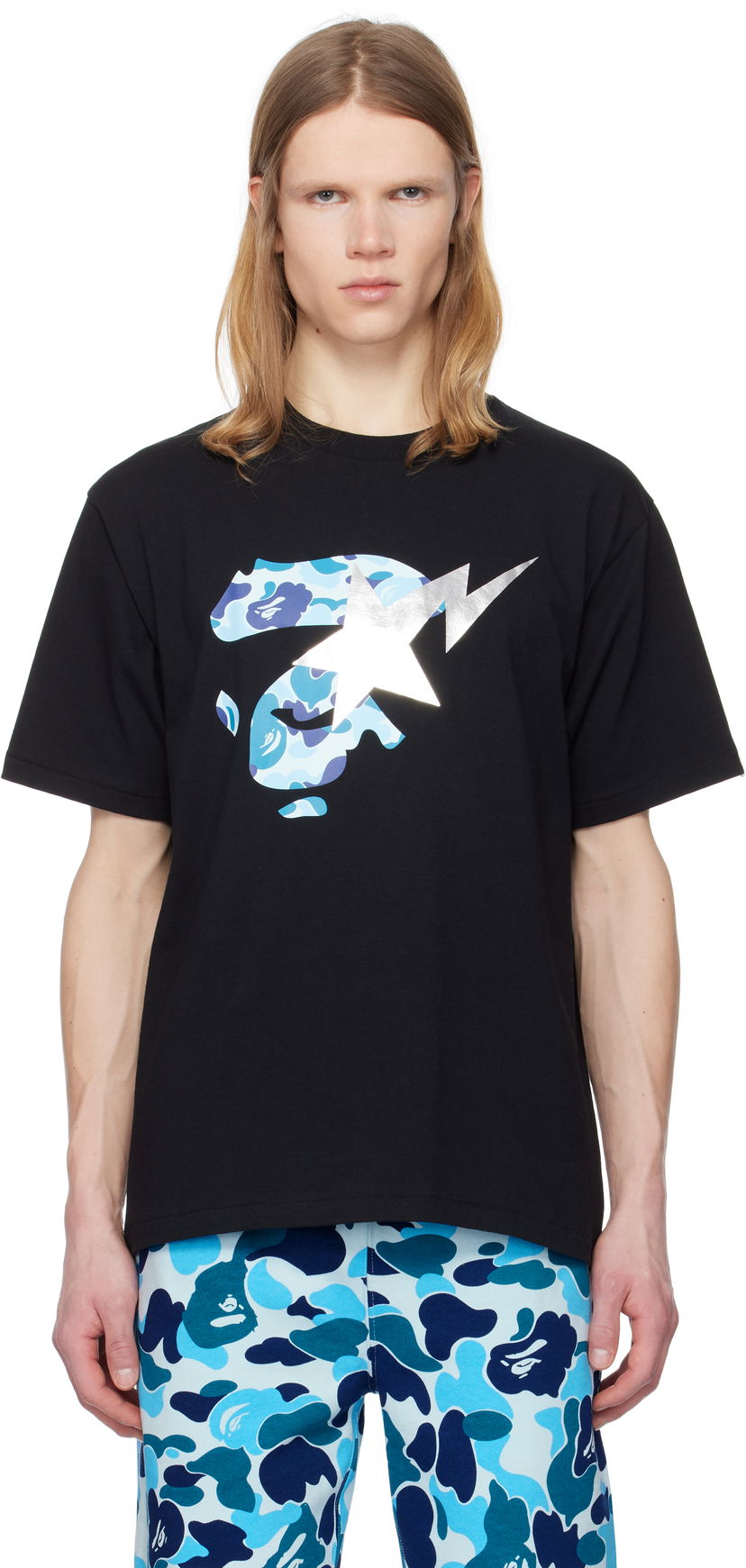 T-shirt BAPE A Bathing Ape ABC Camo Ape Face STA T-Shirt Svart | 001TEK801009M